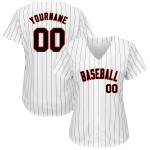 Maillot de baseball personnalisé à rayures fines, blanc, noir et rouge, authentique Maillot de baseball personnalisé à rayures fines, blanc, noir et rouge, authentique