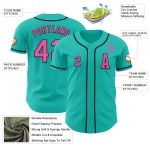 Maillot de baseball Aqua authentique rose-noir personnalisé Maillot de baseball Aqua authentique rose-noir personnalisé