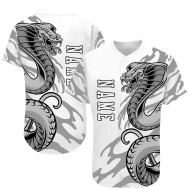 Maillot de baseball 3D Snake blanc authentique personnalisé blanc-noir