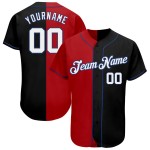 Maillot de baseball personnalisé Split Fashion Blanc-Rouge Royal Authentique Noir Maillot de baseball personnalisé Split Fashion Blanc-Rouge Royal Authentique Noir
