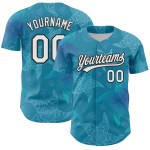 Maillot de baseball tropical personnalisé authentique 3D à feuilles bleues, blanc et noir, motif panthère hawaïenne, jungle Maillot de baseball tropical personnalisé authentique 3D à feuilles bleues, blanc et noir, motif panthère hawaïenne, jungle