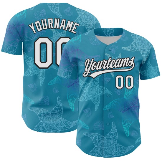 Maillot de baseball tropical personnalisé authentique 3D à feuilles bleues, blanc et noir, motif panthère hawaïenne, jungle Maillot de baseball tropical personnalisé authentique 3D à feuilles bleues, blanc et noir, motif panthère hawaïenne, jungle