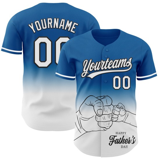 Motif de jour personnalisé, design authentique du père, maillot bleu délavé, baseball familial 3D, amour blanc-noir Motif de jour personnalisé, design authentique du père, maillot bleu délavé, baseball familial 3D, amour blanc-noir
