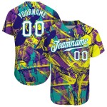 Maillot personnalisé Graffiti motif authentique blanc-bleu sarcelle 3D Urban Baseball abstrait Maillot personnalisé Graffiti motif authentique blanc-bleu sarcelle 3D Urban Baseball abstrait