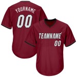 Maillot de baseball authentique en jersey côtelé Crimson Throwback, blanc et noir, personnalisé Maillot de baseball authentique en jersey côtelé Crimson Throwback, blanc et noir, personnalisé