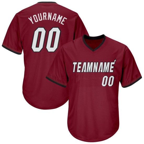 Maillot de baseball authentique en jersey côtelé Crimson Throwback, blanc et noir, personnalisé Maillot de baseball authentique en jersey côtelé Crimson Throwback, blanc et noir, personnalisé