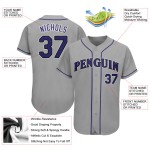 Maillot de baseball violet-noir gris authentique personnalisé Maillot de baseball violet-noir gris authentique personnalisé