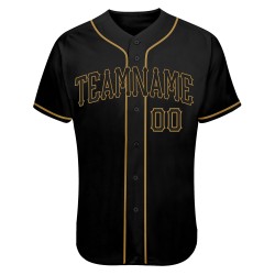 Maillot de baseball authentique personnalisé avec tête de mort noire et or à l'ancienne Maillot de baseball authentique personnalisé avec tête de mort noire et or à l'ancienne