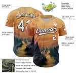 Maillot de baseball personnalisé Ancient Gold White-Black Spirit Syntetyc Authentic 3D Maillot de baseball personnalisé Ancient Gold White-Black Spirit Syntetyc Authentic 3D