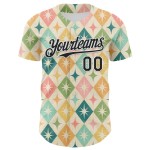 Maillot de baseball Harlequin Emi 3D noir et blanc crème abeille, authentique, Starbursts, personnalisé Maillot de baseball Harlequin Emi 3D noir et blanc crème abeille, authentique, Starbursts, personnalisé