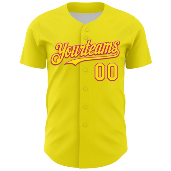 Maillot de baseball 3D Radio authentique rose clair, actif, jaune Vaunsart, personnalisé Maillot de baseball 3D Radio authentique rose clair, actif, jaune Vaunsart, personnalisé