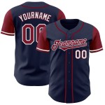 Maillot de baseball authentique bicolore bleu marine, cramoisi et blanc Maillot de baseball authentique bicolore bleu marine, cramoisi et blanc
