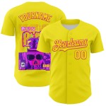 Maillot de baseball 3D Radio authentique rose clair, actif, jaune Vaunsart, personnalisé Maillot de baseball 3D Radio authentique rose clair, actif, jaune Vaunsart, personnalisé