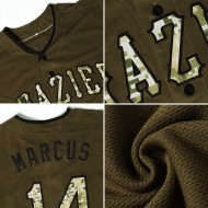 Au maillot de baseball Olive Cream Custom Camo-City Authentic Service Salute Au maillot de baseball Olive Cream Custom Camo-City Authentic Service Salute