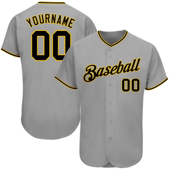Maillot de baseball gris personnalisé authentique noir et or Maillot de baseball gris personnalisé authentique noir et or