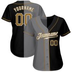 Maillot de baseball noir à la mode, ancien, doré et gris, authentique et personnalisé Maillot de baseball noir à la mode, ancien, doré et gris, authentique et personnalisé