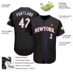 Maillot de baseball personnalisé blanc-violet-noir authentique Maillot de baseball personnalisé blanc-violet-noir authentique
