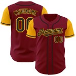 Maillot de baseball personnalisé noir et or, deux tons cramoisis authentiques Maillot de baseball personnalisé noir et or, deux tons cramoisis authentiques