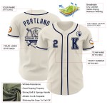 Maillot de baseball personnalisé crème authentique bleu marine Maillot de baseball personnalisé crème authentique bleu marine