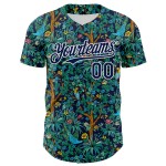Maillot de baseball 3D Hawaii Tropical authentique bleu marine et blanc, motif Jungle Bird Maillot de baseball 3D Hawaii Tropical authentique bleu marine et blanc, motif Jungle Bird