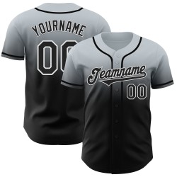 Maillot de baseball argenté authentique, personnalisé, noir et blanc