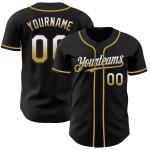 Maillot de baseball Gold authentique, blanc et noir délavé, personnalisé Maillot de baseball Gold authentique, blanc et noir délavé, personnalisé