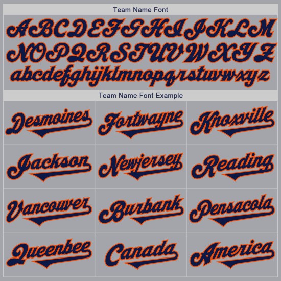 Maillot de baseball gris bleu marine et orange authentique personnalisé bicolore Maillot de baseball gris bleu marine et orange authentique personnalisé bicolore