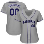 Maillot de baseball violet-noir gris authentique personnalisé Maillot de baseball violet-noir gris authentique personnalisé