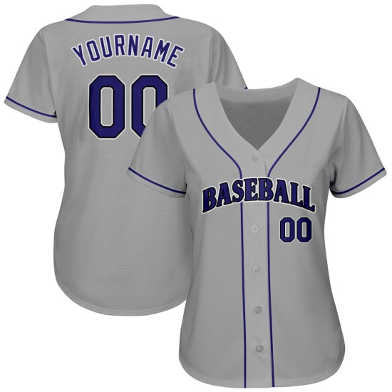 Maillot de baseball violet-noir gris authentique personnalisé Maillot de baseball violet-noir gris authentique personnalisé