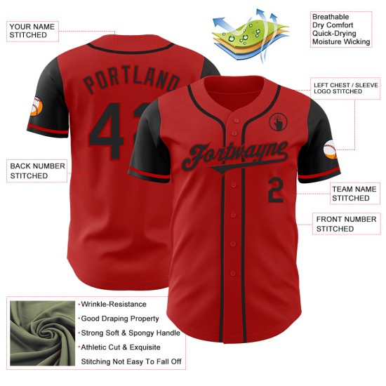 Maillot de baseball personnalisé Two Black Authentic Red Maillot de baseball personnalisé Two Black Authentic Red