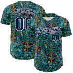 Maillot de baseball 3D Hawaii Tropical authentique bleu marine et blanc, motif Jungle Bird Maillot de baseball 3D Hawaii Tropical authentique bleu marine et blanc, motif Jungle Bird