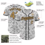 Maillot de baseball 3D blanc authentique, motif gribouillis ancien, design personnalisé, bande dessinée, or et noir Maillot de baseball 3D blanc authentique, motif gribouillis ancien, design personnalisé, bande dessinée, or et noir