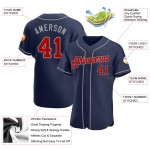 Maillot de baseball bleu marine authentique rouge-gris personnalisé Maillot de baseball bleu marine authentique rouge-gris personnalisé