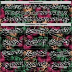 Maillot de baseball personnalisé 3D authentique avec feuilles blanches, fleurs noires, jungle hawaïenne tropicale Maillot de baseball personnalisé 3D authentique avec feuilles blanches, fleurs noires, jungle hawaïenne tropicale