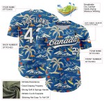 Maillot de baseball personnalisé Tree Beach Tropical Island Palm, blanc-noir, 3D Hawaii, bleu authentique Maillot de baseball personnalisé Tree Beach Tropical Island Palm, blanc-noir, 3D Hawaii, bleu authentique