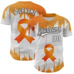 Ruban 3D personnalisé et authentique pour le cancer du rein, orange et noir, style baseball, blanc Ruban 3D personnalisé et authentique pour le cancer du rein, orange et noir, style baseball, blanc