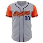 Maillot de baseball personnalisé authentique orange-bleu marine deux gris Maillot de baseball personnalisé authentique orange-bleu marine deux gris