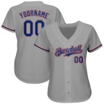 Maillot de baseball gris personnalisé authentique Royal-Red Maillot de baseball gris personnalisé authentique Royal-Red