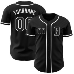 Maillot de baseball personnalisé blanc authentique noir
