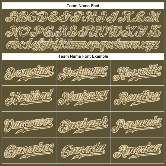 Au maillot de baseball Olive Cream Custom Camo-City Authentic Service Salute Au maillot de baseball Olive Cream Custom Camo-City Authentic Service Salute