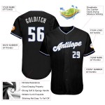 Maillot de baseball authentique noir personnalisé blanc-bleu roi Maillot de baseball authentique noir personnalisé blanc-bleu roi