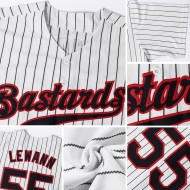 Maillot de baseball personnalisé à rayures fines, blanc, noir et rouge, authentique Maillot de baseball personnalisé à rayures fines, blanc, noir et rouge, authentique