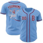 Maillot de baseball léger personnalisé, cramoisi-blanc, bleu authentique Maillot de baseball léger personnalisé, cramoisi-blanc, bleu authentique