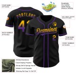 Maillot de baseball personnalisé délavé, noir, doré et violet Maillot de baseball personnalisé délavé, noir, doré et violet