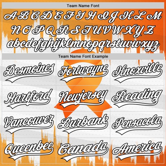 Ruban 3D personnalisé et authentique pour le cancer du rein, orange et noir, style baseball, blanc Ruban 3D personnalisé et authentique pour le cancer du rein, orange et noir, style baseball, blanc