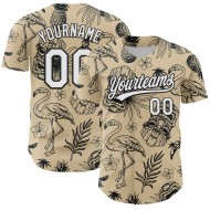 Maillot de baseball tropical 3D crème blanc-noir personnalisé Plant City et authentique Hawaii, motif flamant rose