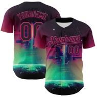 Maillot rose Rave Design Black Hot Universe Baseball Motif psychédélique Authentique Personnalisé 3D