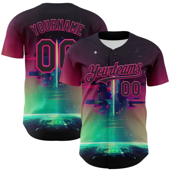 Maillot rose Rave Design Black Hot Universe Baseball Motif psychédélique Authentique Personnalisé 3D Maillot rose Rave Design Black Hot Universe Baseball Motif psychédélique Authentique Personnalisé 3D