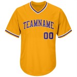 Maillot de baseball authentique violet et blanc personnalisé en tricot côtelé rétro Maillot de baseball authentique violet et blanc personnalisé en tricot côtelé rétro