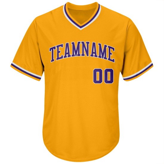 Maillot de baseball authentique violet et blanc personnalisé en tricot côtelé rétro Maillot de baseball authentique violet et blanc personnalisé en tricot côtelé rétro